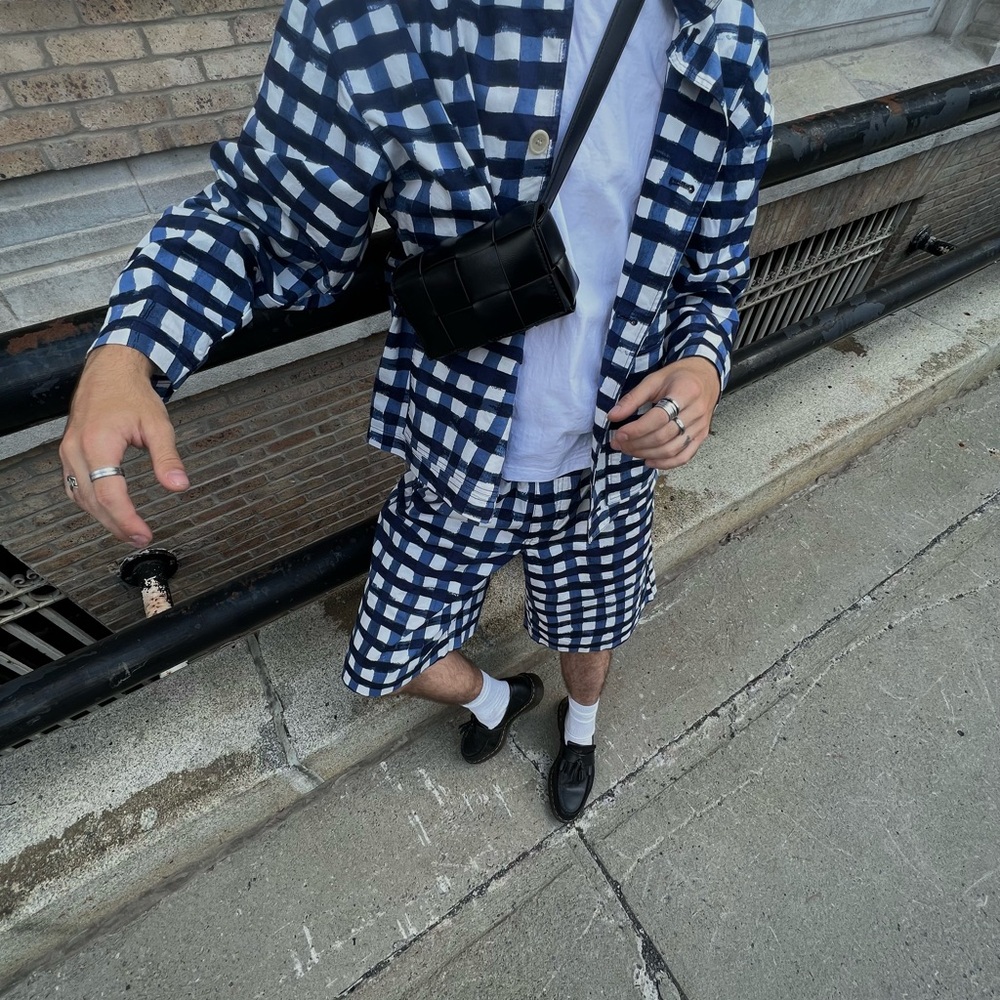 Blue and White Checkered Set. Limited Edition UNIQLO X MARNI